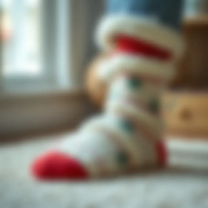 Fluffy Wool Socks in Sustainable Fashion Sustainable fashion concept with fluffy wool socks