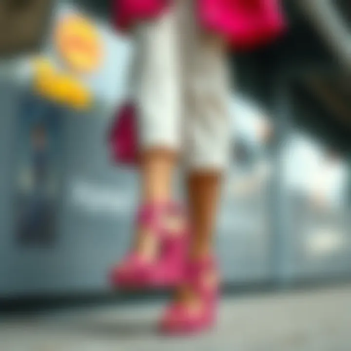 Styling Options with Fuchsia Pink Wedge Sandals Fashionable outfit paired with fuchsia pink wedge sandals