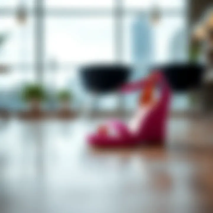 Vibrant Fuchsia Pink Wedge Sandals Vibrant fuchsia pink wedge sandals on a stylish background