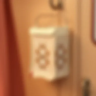 Close-up of a chic hanging sock organizer with intricate design