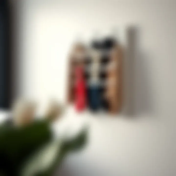 Elegant wall-mounted sock organizer displaying various colors