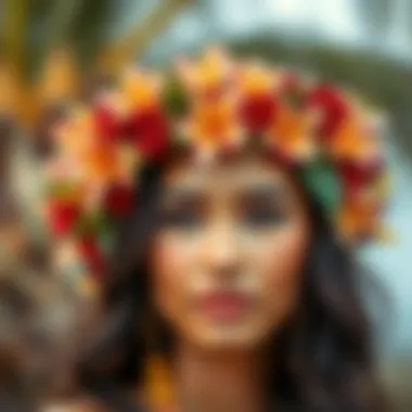 Traditional Hawaiian floral crown adorned with native blossoms