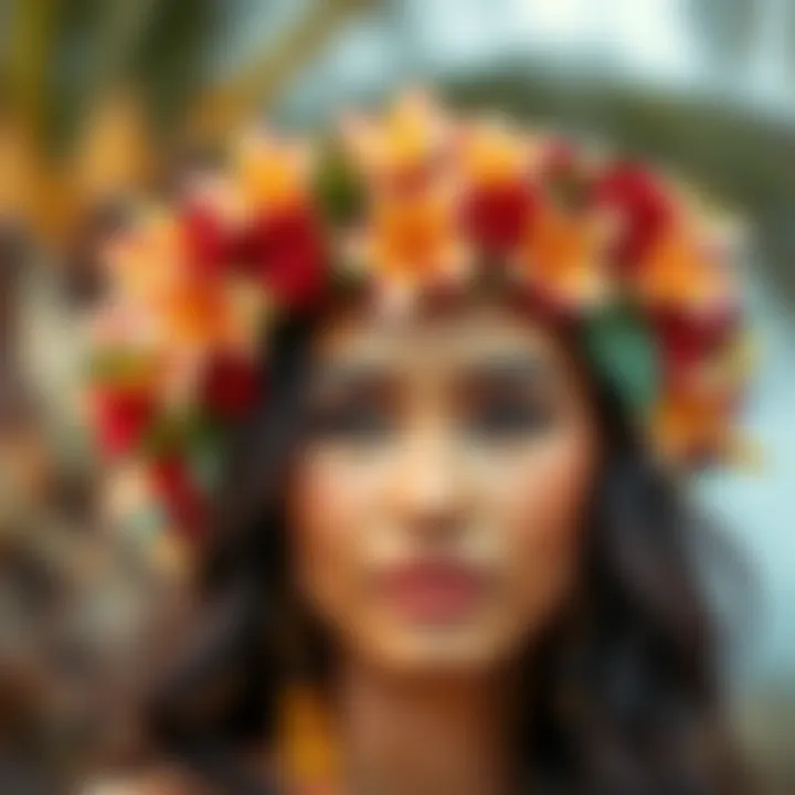 Traditional Hawaiian floral crown adorned with native blossoms