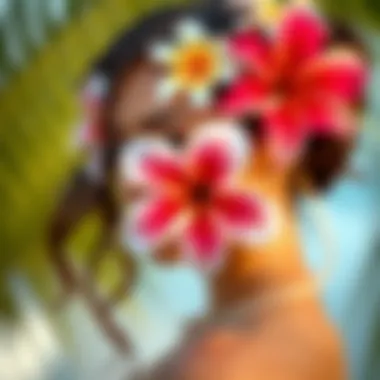 Vibrant Hawaiian flower hair piece showcasing the beauty of plumerias