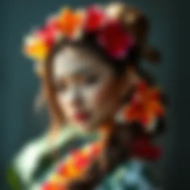 Elegant styling of Hawaiian flower hair pieces for a modern fashion statement