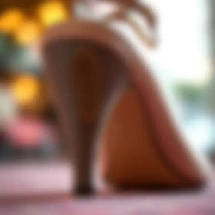 Close-up view of a cushioned heel pad showcasing its texture and design