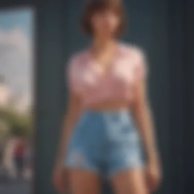 Styling High-Waisted Shorts with Accessories A stylish outfit paired with high-waisted butt-lifting shorts, showcasing accessorizing options.