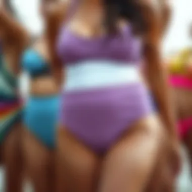 Diverse styles of high waisted swimsuit bottoms lined up