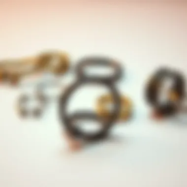 An aesthetically pleasing display of different styles of hinged septum rings on a neutral background.