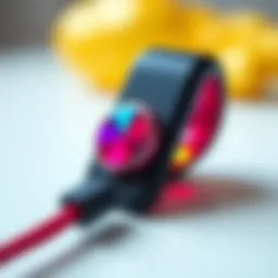 Elegant magnetic cord keeper displaying vibrant colors.