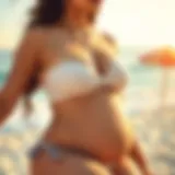 Chic Maternity Swimwear Stylish maternity bikini top on a beach