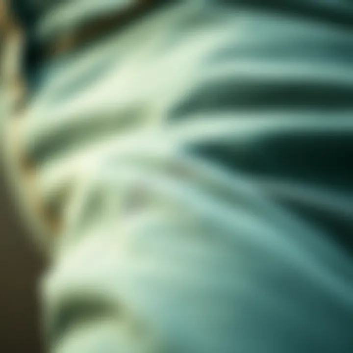 Close-up of fabric texture highlighting sustainable materials used in green skinny jeans