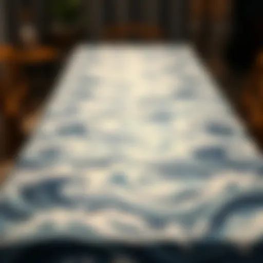 Delicate ocean wave patterns on a table cloth