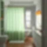 Elegant pastel green shower curtain enhancing bathroom aesthetics