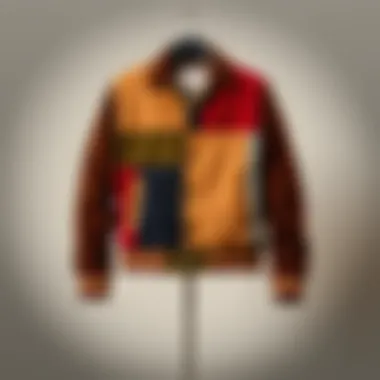Stylish Presentation of the Jacket A stylish patchwork corduroy jacket displayed against a neutral background.