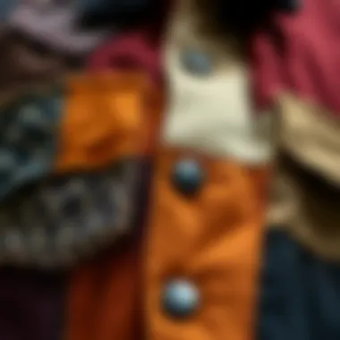 Diverse Fabric Textures Different fabric textures blended in a patchwork corduroy jacket.