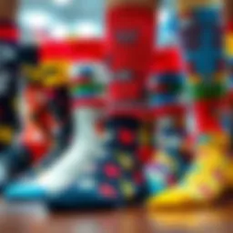 A vibrant display of customized socks featuring unique personal designs
