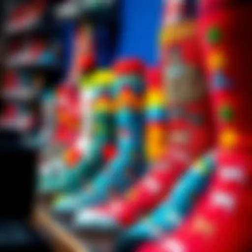 A Spectrum of Expression: The Art of Sock Design Vibrant array of picture-emblazoned socks showcasing various designs and patterns