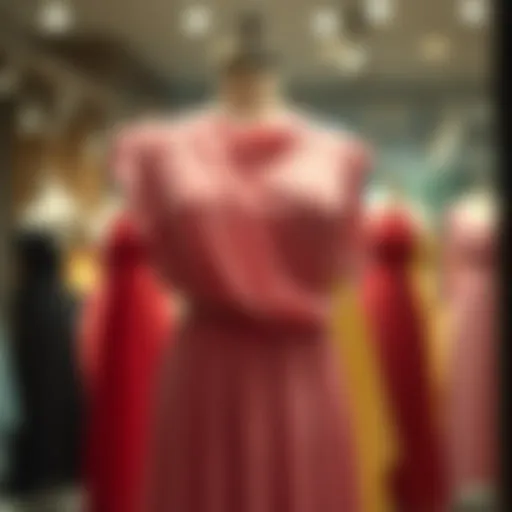 Elegant plus size chiffon dress draped on a mannequin