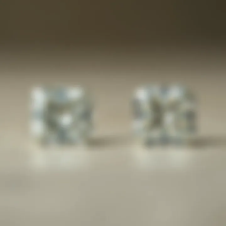 Comparison of princess cut and round diamonds highlighting shape differences