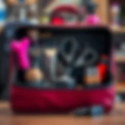 A well-organized tool bag showcasing professional hairstyling tools.