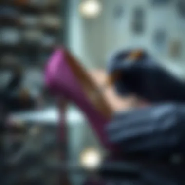 Careful Repair Techniques for High Heels An elegant high heel shoe being carefully repaired