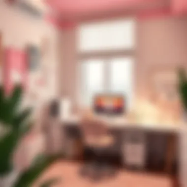 Elegant workspace featuring Sanrio character accessories and stylish organization