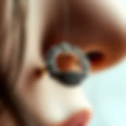 Artistic close-up of a septum d ring showcasing intricate design details