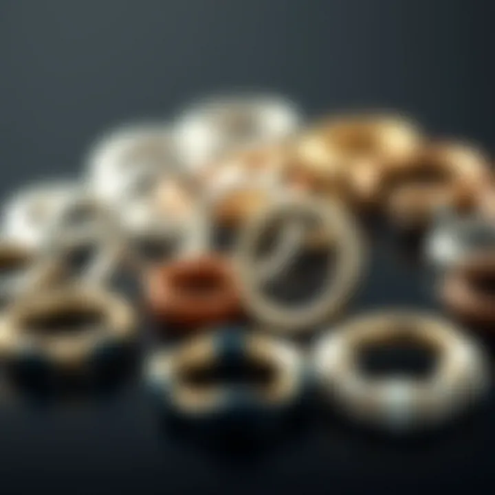 Stylish septum d rings displayed with various materials and finishes