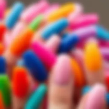 A variety of colors and styles of short length fake nails