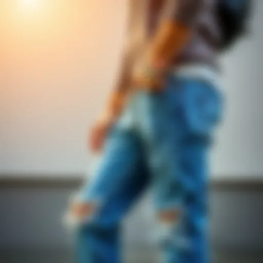 Stylish raw hem jeans with a casual outfit