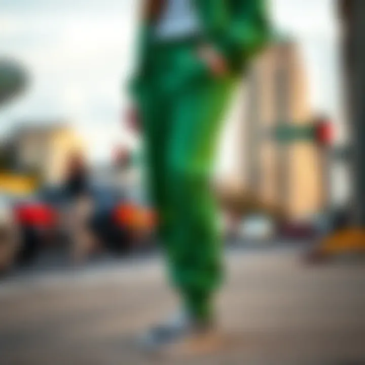 Casual Green Joggers Casual look featuring festive green joggers