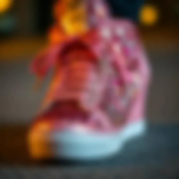 Close-up of Sequin Details Close-up of sequin details on wedge sneakers