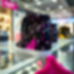 Stylish sequin wedge sneakers on a display