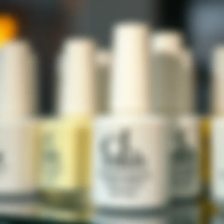 Close-up of sheer milky white gel polish bottle