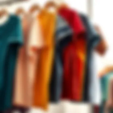 The Evolution of T-Shirt Fashion A collection of t-shirts in various colors and styles, representing the evolution of fashion.