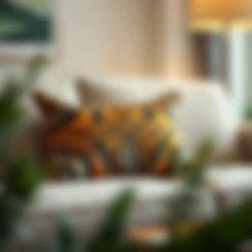 Luxurious Tiger Print Lumbar Pillow on a Modern Sofa Luxurious tiger print lumbar pillow on a modern sofa