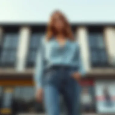 High-waisted jeans creating an elegant look