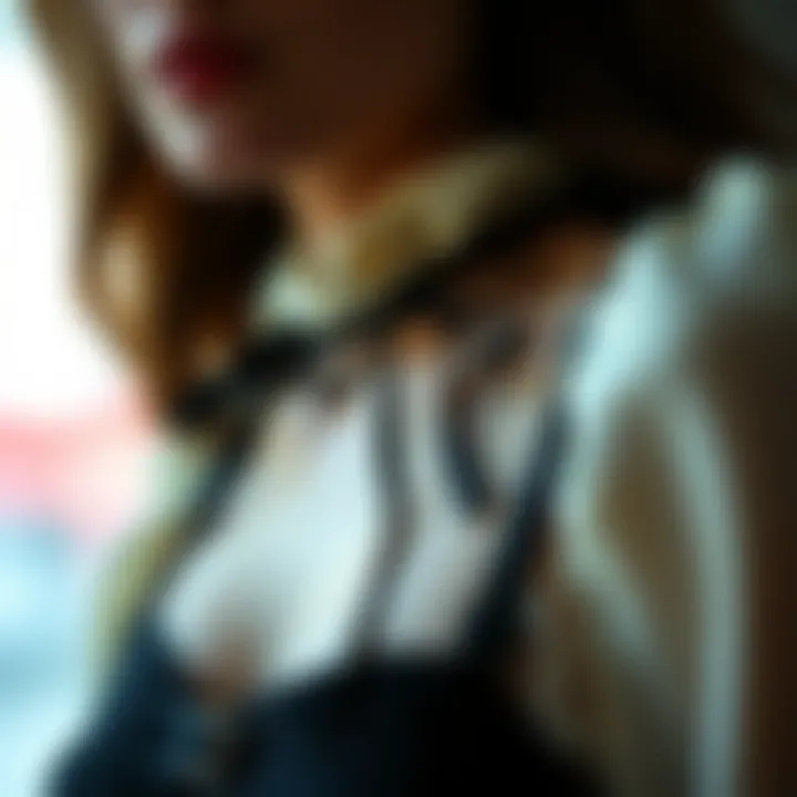 Close-up of adjustable ties on a corset top