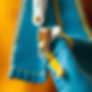 A close-up of hemming clips in use on fabric, demonstrating their practical application.