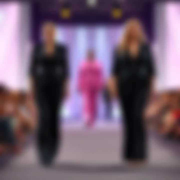 Fashionable plus size formal jumpsuit on a runway