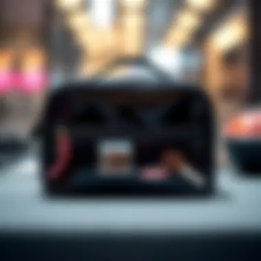 Elegant dual compartment makeup bag showcasing its stylish design