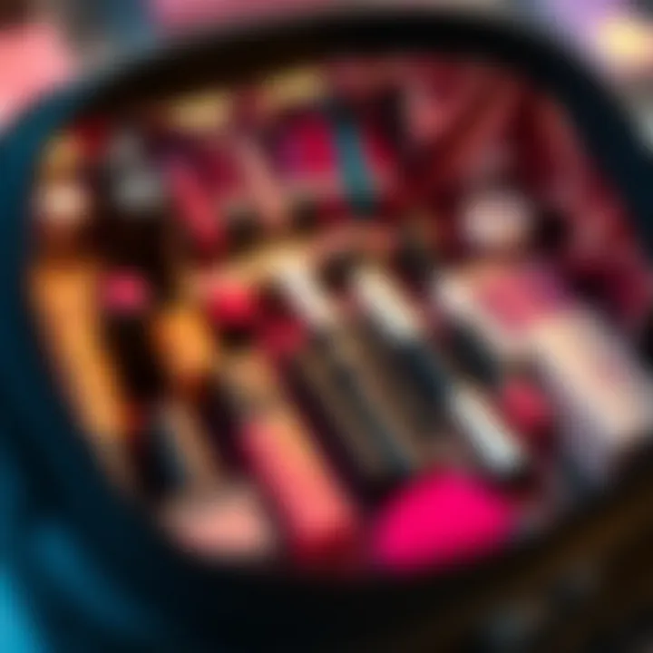 Organized contents within a dual compartment makeup bag reflecting efficiency