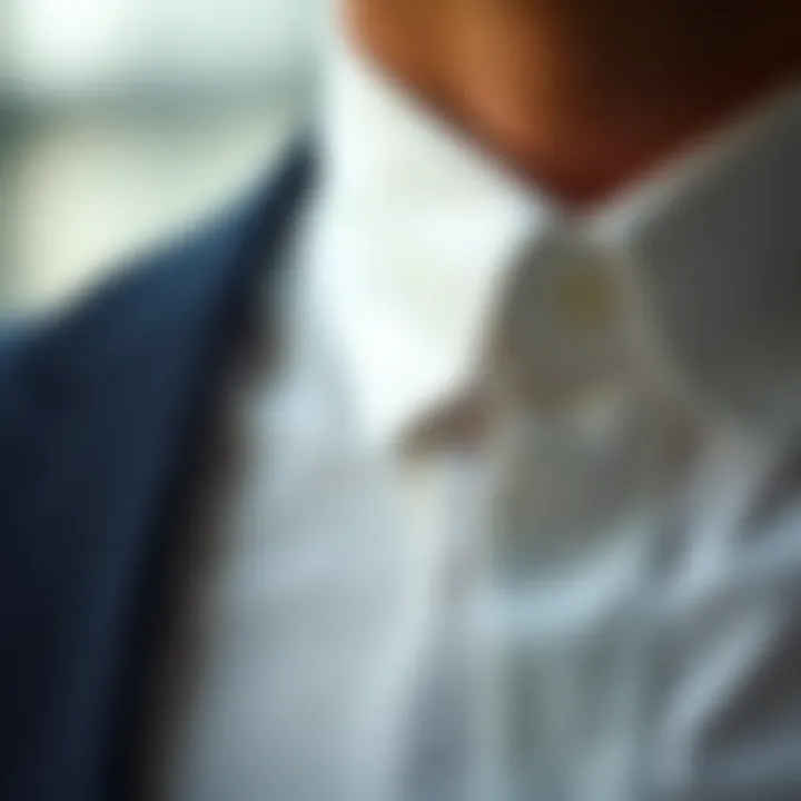 Close-up of a Stein Mart dress shirt collar and cuff details
