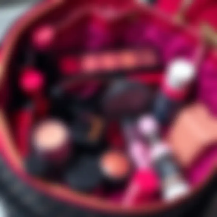 Internal Organization of Makeup Bags Detailed view of a makeup bag's internal compartments