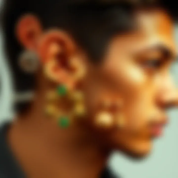 A collage depicting the historical evolution of men's industrial earrings