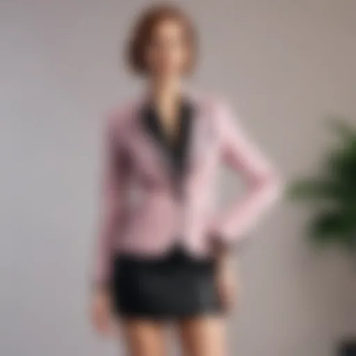 Chic blazer skirt set on a mannequin showcasing modern design trends