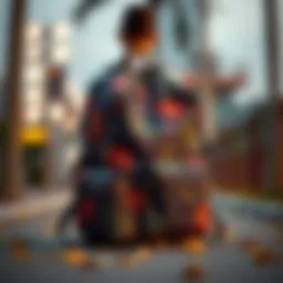 A stylish adult backpack with vibrant patterns and functional pockets