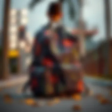 Stylish and Functional Backpack Design A stylish adult backpack with vibrant patterns and functional pockets