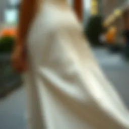 A close-up view of the unique silhouette of a fish tail skirt